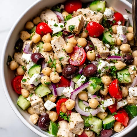 Tossed with a zesty lemon-oregano dressing, this protein-packed salad is perfect for an easy lunch.
