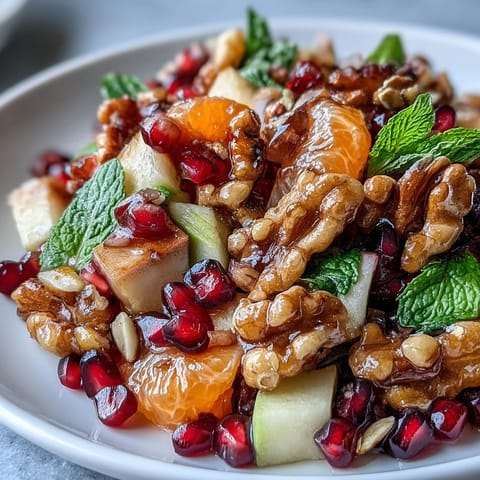 Vibrant pomegranate and walnut salad bursting with juicy, crunchy winter flavors.