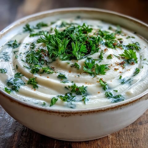 A close-up of Creamy Vegetable Soup in a white bowl, topped with chopped parsley and served with a slice of toasted bread.