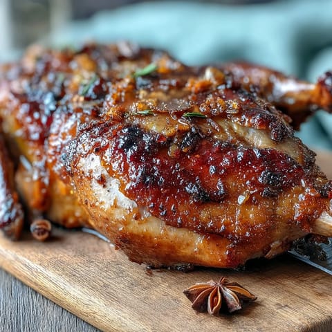 The juicy Five-Spice Roast Ducks carved on a platter, paired with fresh orange slices for zest.