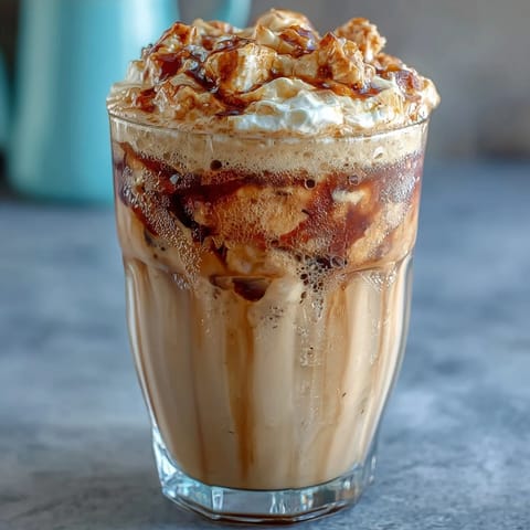 Blended vanilla bean frappuccino topped with airy toasted coconut milk foam, served chilled for an indulgent coffee break.