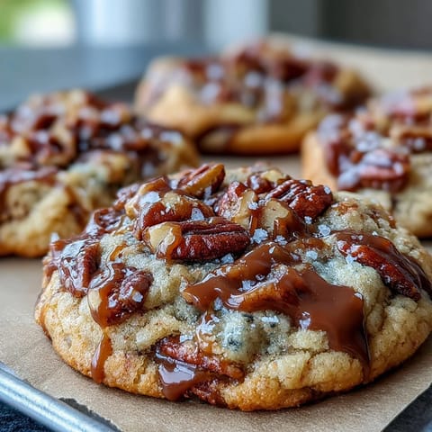 Butter pecan cookies with caramel swirl, golden and gooey, loaded with toasted pecans for a rich, nutty bite.  