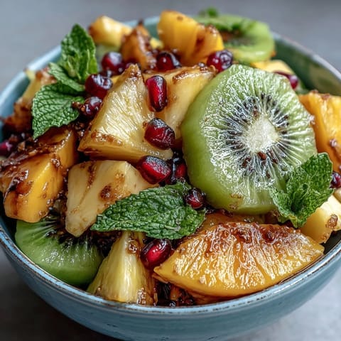 Vibrant tropical fruit platter with mango and pineapple slices, perfect for summer parties and brunches.  