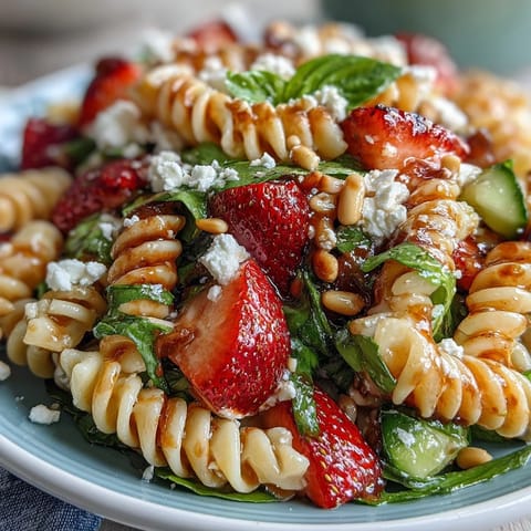 Spring Pasta Strawberries Feta Arugula