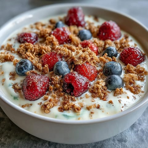 Indulge in a thick, delicious Skyr Protein Smoothie Bowl, perfect for breakfast.