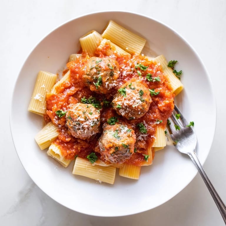 Plate of homemade turkey meatballs and marinara sauce with spaghetti and a sprinkle of Parmesan cheese, a classic family dinner.