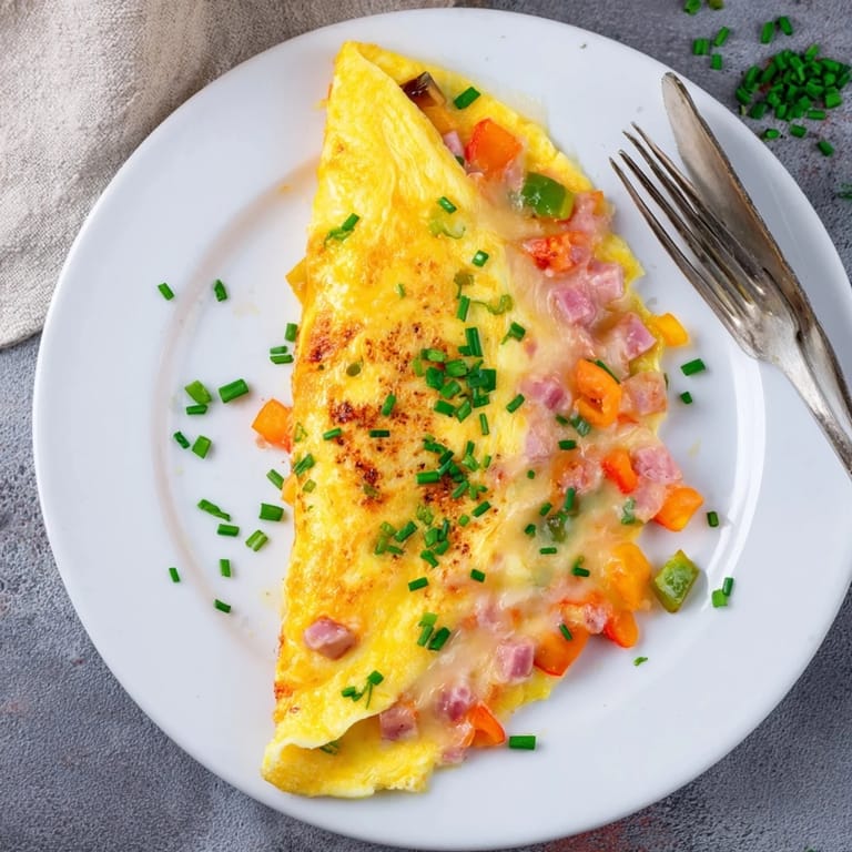 Perfectly folded, this classic French omelet features melted cheese inside a tender egg blanket. 