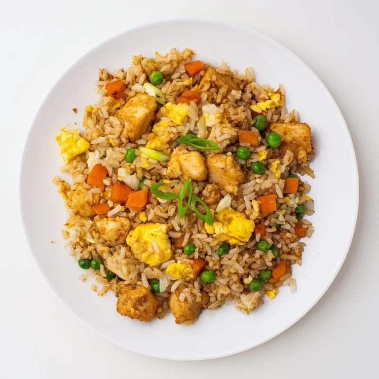 Sizzling homemade Chicken Fried Rice with tender chicken, jasmine rice, and sesame oil, perfect for an easy dinner.
