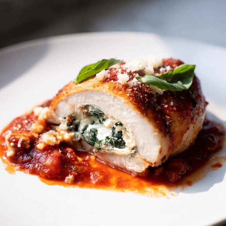 Sizzling Spinach Ricotta Stuffed Chicken seared to perfection in a skillet, ready for a comforting family dinner.