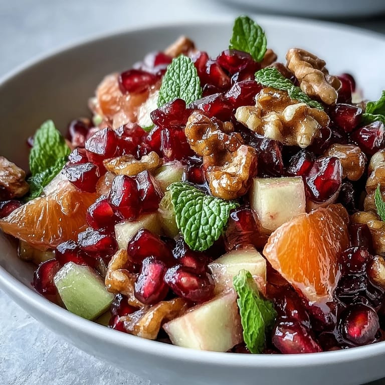 Fresh pomegranate and walnut salad, a colorful, healthy side dish.