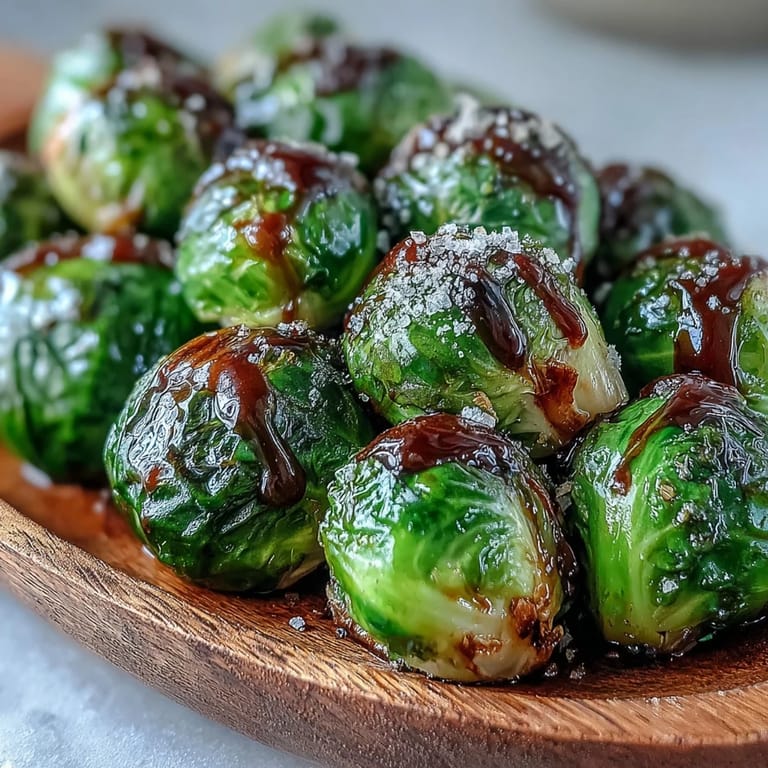 Caramelized Brussels sprouts, glistening with tangy balsamic, a perfect easy side dish.
