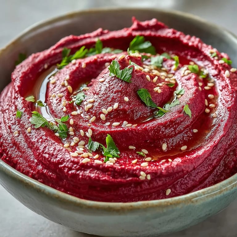 U.S. food blogger photo image of easy roasted beet hummus with fresh lemon.