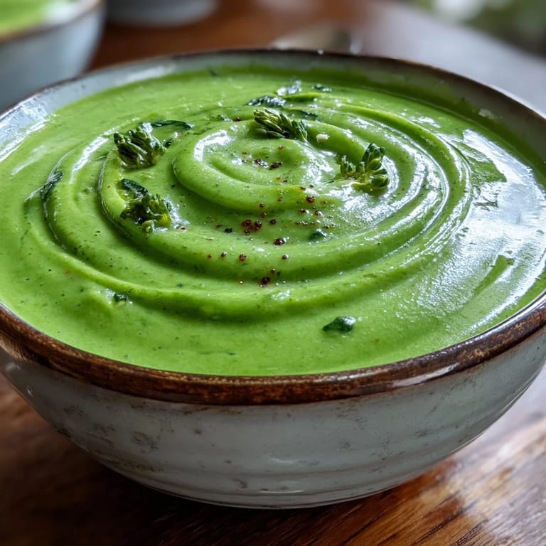 Spoon dipping into a vibrant, emerald green bowl of Big Green Immunity-Boosting Vegetable Soup, revealing its velvety smooth texture.