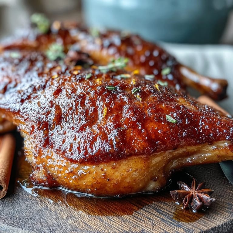Aromatic Five-Spice Roast Ducks served alongside jasmine rice and greens, perfect for a festive meal.
