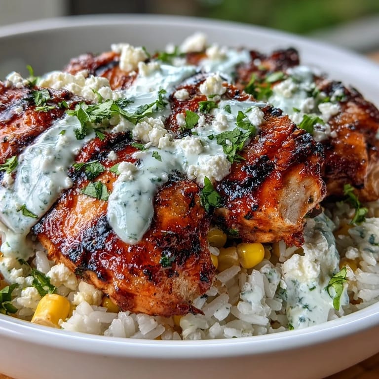 Street Corn Chicken and Rice Bowls garnished with fresh cilantro and lime wedges, ready for dinner.