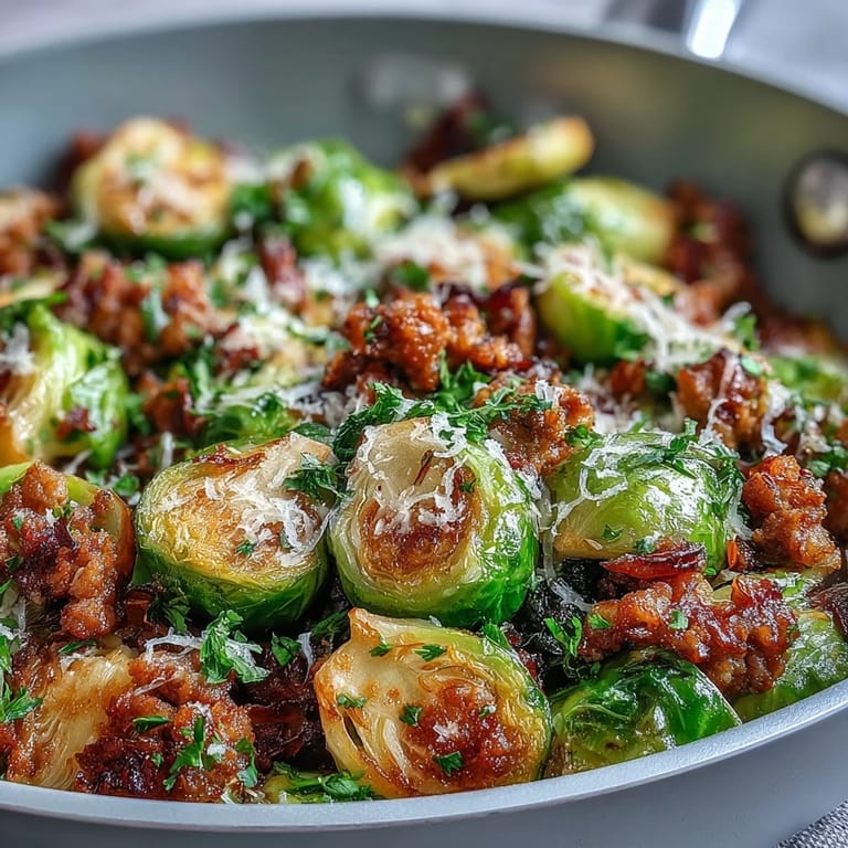 Bright lemon juice and paprika-seasoned ground turkey mingle with tender Brussels sprouts in this one-pan weeknight dinner.