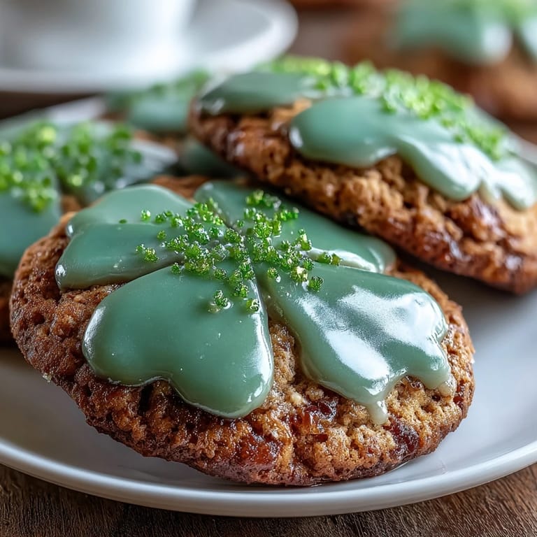 Festive shamrock sugar cookies with glossy green royal icing, perfect for holiday baking and sharing.