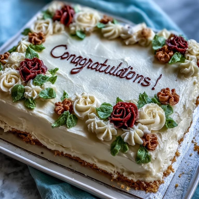 Elegant buttercream rose sheet cake, ideal for graduation parties and special milestone celebrations.