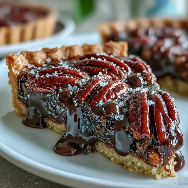 Warm Kentucky Derby Chocolate Bourbon Pecan Tart served with vanilla ice cream, highlighting the deep chocolate and bourbon aroma.
