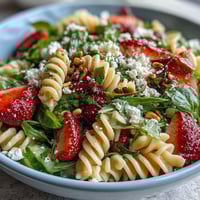 Spring Pasta Strawberries Feta Arugula