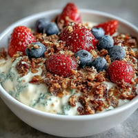 Creamy Skyr Protein Smoothie Bowl topped with vibrant berries and crunchy granola.